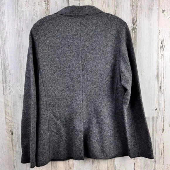 Talbots Petites Blazer Womens 12 Grey Wool Blend Jacket Felted Knit Lightweight - Picture 6 of 10